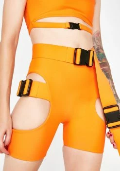 Lipt The Label Bottoms Agent Orange Buckle Shorts