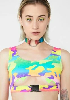 Rolita Rave Couture Camo Sin Censura Crop Top