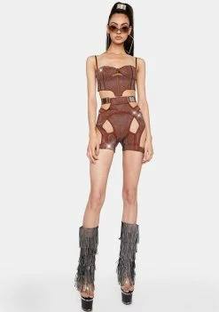 Lipt The Label Brown Morph Rhinestone Bustier