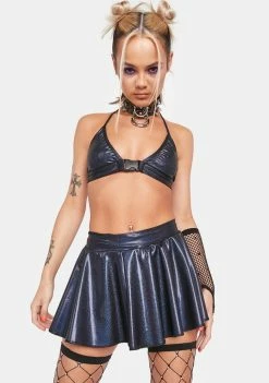 Rolita Rave Couture Black Sparkle Bad Girl Mini Skirt