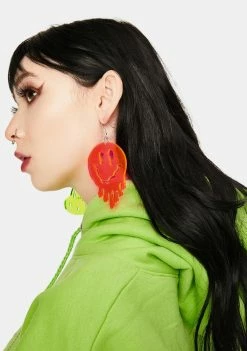 Rolita Rave Couture Drippy Happy Face Earrings