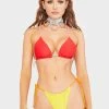 Now Cool The Red Contrast String Bikini Top Swim