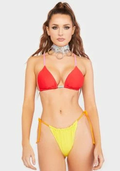 Now Cool The Red Contrast String Bikini Top Swim
