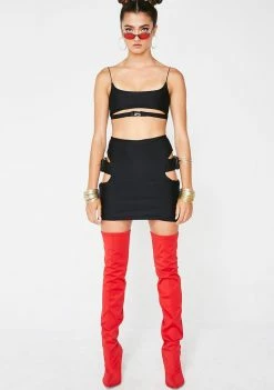Lipt The Label Tank Crop Top Buckle Cami Top