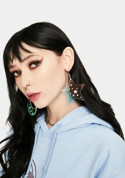 Rolita Rave Couture Iridescent Star And Moon Earrings Jewelry