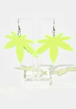Rolita Rave Couture Jewelry Weed Leaf Earrings