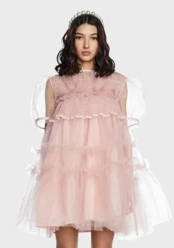 Sister Jane Mini Pointe Tulle Shirring Dress