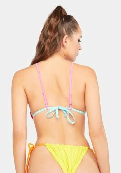 Now Cool The Yellow Gathered Tie Up Bikini Bottoms
